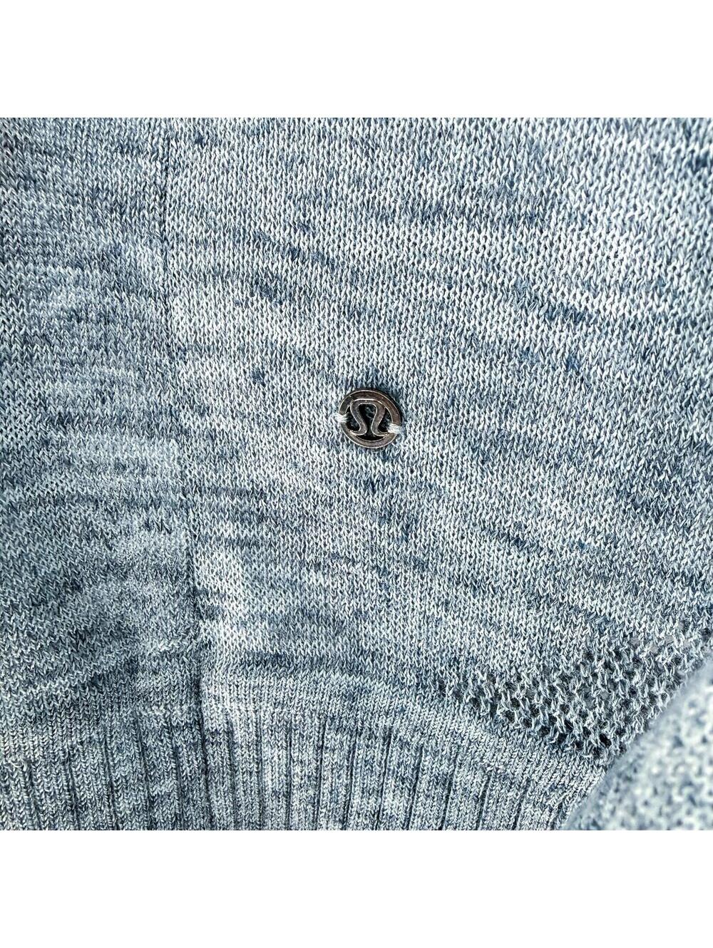 Lululemon Women Open Front Hooded Cardigan Size‎ Small Blue Linen Blend - Picture 4 of 5